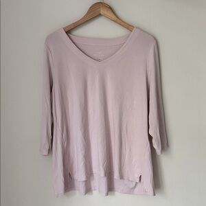 🟢 5/$25 - J. Jill 100% Pima Cotton 3/4 Sleeve V Neck Top in Light Pink | Sz XL